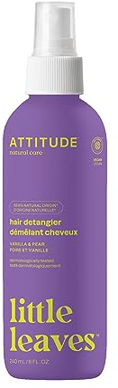 ATTITUDE Rinse-free Hair Detangler Spray for Kids, EWG Verified Leave In Product, Plant- and Mineral-Based Ingredients, Vegan, Vanilla and Pear, 240 mL