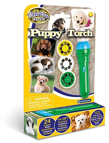 Brainstorm Toys Puppies Stem Torch and Projector – 24 Dog Images, Projects Clear Pictures up to 1 Metre Wide, Interactive Educational Kids Flashlight Toy