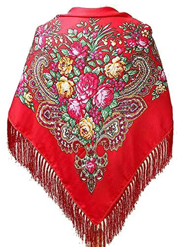 Damen Schal Tuch Russischer Stil Ukraine style (Rot)