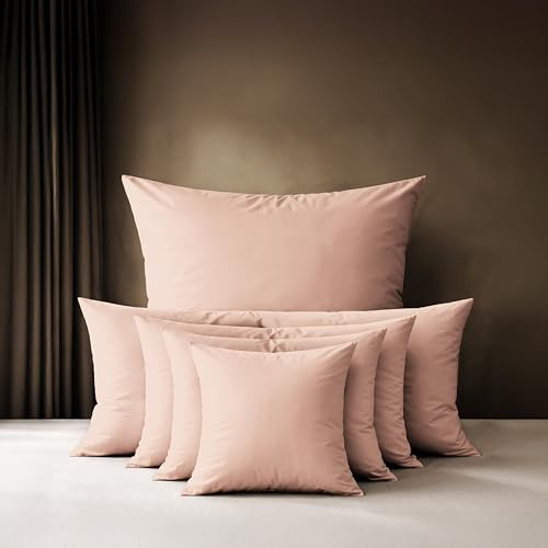 Lavea® 2er Set Kissenbezug 40x40 cm - Cappuccino | 100% Baumwolle – Flauschige Kissenhülle mit Reißverschluss, weiche Kopfkissenbezüge, OEKO-TEX® zertifiziert, Serie Jasmin