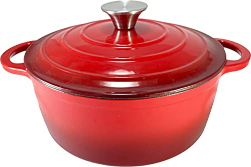 OLLA CACEROLA HIERRO FUNDIDO CON TAPA COCOTTE ROJO, ESMALTE INTERIOR (28 CMS)