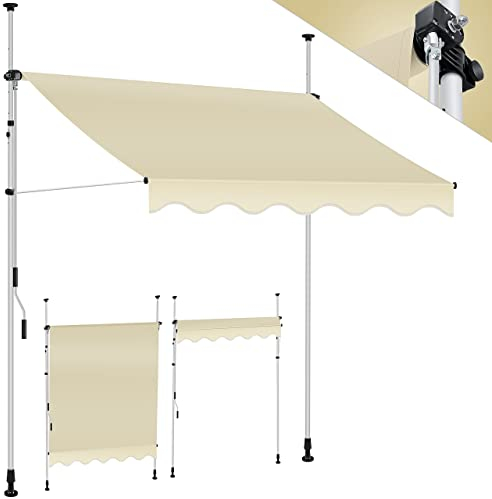 KESSER® Store banne avec manivelle pour Balcon | Store pour Balcon sans Trous à percer, résistant aux UV, réglable en Hauteur, Hydrofuge, protège du Soleil, Toit de terrasse, Beige, 400cm