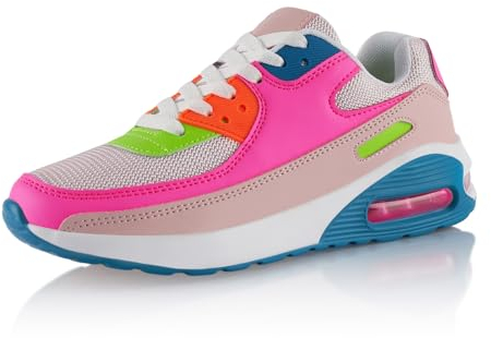 Fusskleidung® Damen Herren Sportschuhe Dämpfung Sneaker leichte Laufschuhe Rosa Pink Grün EU 39