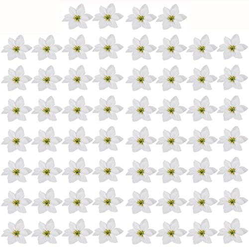VKTY 60 Stück Weihnachtsstern-Blumen, Weihnachtsstern-Dekorationen in Kränzen, Girlande, künstliche Weihnachtssterne für Weihnachtsbaumschmuck, Neujahrsschmuck