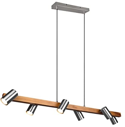 Trio Leuchten Pendelleuchte Marley 312490607, Metall Nickel matt, Holz, exkl. 6x GU10