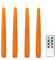 Fanna 4 Orange Echtwachs Led Stabkerzen mit Timer, Flammenlose Rustikal Spitzkerzen für Halloween, Ernte und Herbst, Fernbedienung und Batterien enthalten H 24,5cm