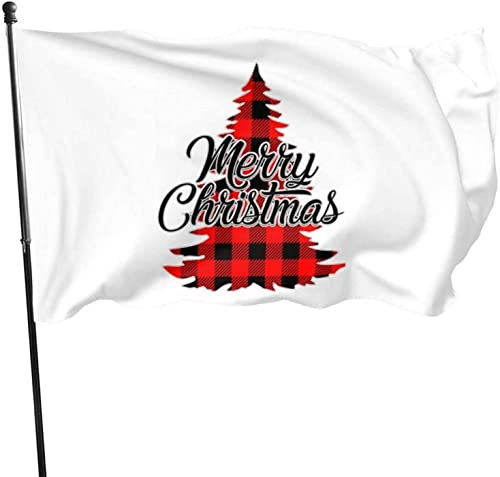 Drapeau de joyeux Noël à carreaux de sapin de Noël 0,9 x 1,5 m Impression sur un côté Bannière de drapeau de famille de bienvenue