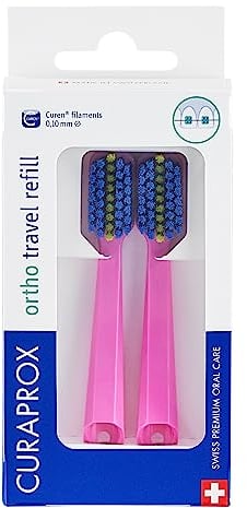 Testine Per Spazzolino Da Viaggio Curaprox CS 5460 Ortho | Per La Cura Degli Apparecchi Ortodontici | Pulizia Ultra Delicata | Rosa | 2 Pezzi