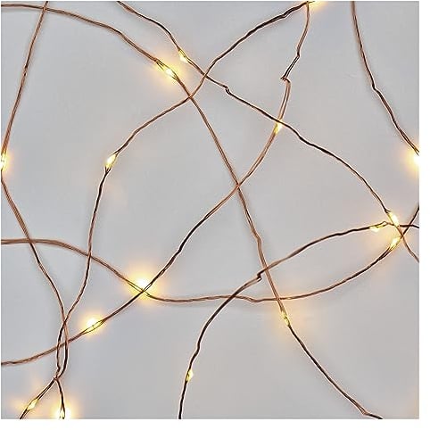 EMOS Nano-Lichterkette warmweiß für Innen und Außen (IP44), 4m lange LED-Weihnachtslichterkette NANO für Partys, Weihnachten, 6 Stunden Timer Funktion, Netzteil und Transformator, Kupfer-Kabel