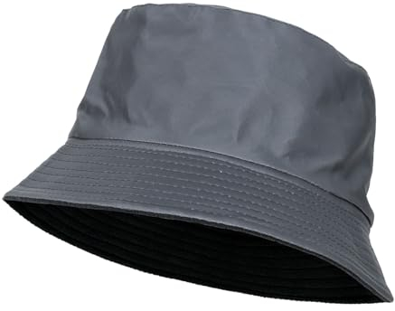 QILZO Faltbarer wasserdichter Regenhut Größe S - 55CM, Fischerhut, Kappe für Damen und Herren, Kappe mit Innenfutter, ideal für Wandern, Outdoor-Sport (Grau)