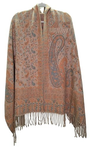 GFM® Schal mit Paisleymuster, Kaschmir-Textur, Paisleymuster, Blumenmuster, für Herbst und Winter, Paisshl-e-hlkek-braun, L
