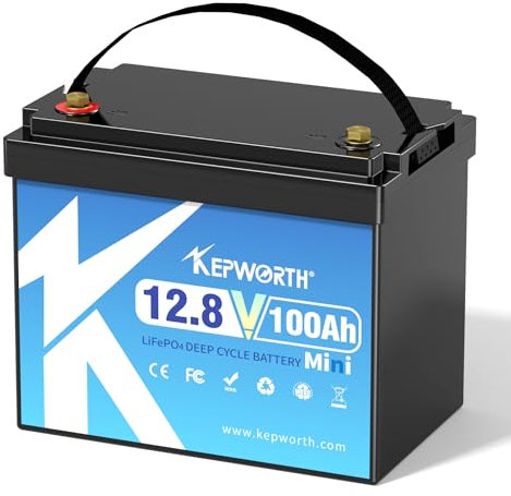KEPWORTH 100Ah 12V LiFePO4 Batterie, 1280Wh Lithium Akku mit 100A BMS, Max. 15000 Zyklen, Perfekter Ersatz für Blei-Säure für Wohnmobile, Solaranlage, Boot, Solarpanel Kit,Camping