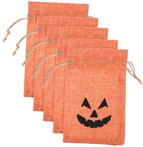 PRETYZOOM 2 Sets Halloween-geschenktüten Kürbis- Süßigkeiten-kordelzugbeutel für Jungen und Mädchen Orange Halloween-dekorationen 5 Stück