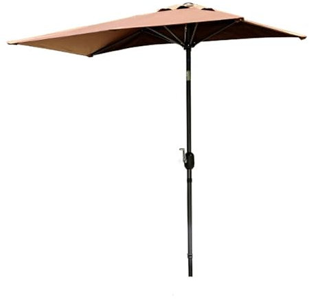 NYASAA Parasol Rectangulaire Inclinable Bois Polyester Haute Densité avec 6 Baleines Pour Jardin, Terrasse, Balcon 2 m