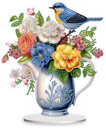 Generisch DIY Diamond Painting Tisch Deko, 5D Diamant Painting Vögel und Blumen Tischdeko, Diamant Malerei Stehend Kunst Set, Ornamente Geschenke für Anfänger Zuhause,Büro Dekoration-15