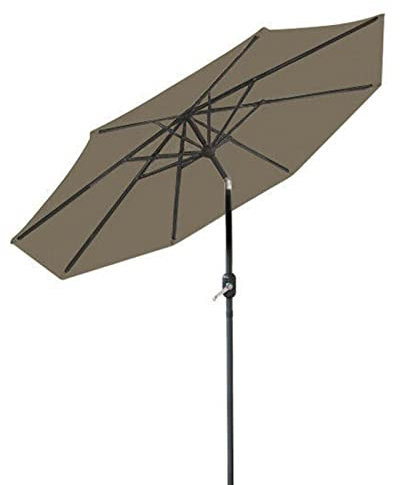 MaGiLL Garten runder Sonnenschirm Terrasse im Freien Sonnenschutz Regenschirm Kurbelneigung 8 Rippen 3M Braun Terrassenschirm Terrassenschirm