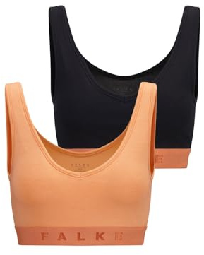 FALKE Damen Daily Comfort 2-Pack Unterwäsche Bralette BH ohne Bügel, Polster Verschluss bequem Flache Nähte elastisch im Multipack schnelltrocknende atmungsaktive nachhaltige Baumwolle 2 Stück