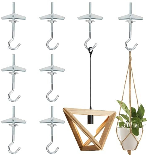 8 ganci a levetta a molla ad ala, in cartongesso, gancio da soffitto M5/95 mm in acciaio zincato, ancoraggi di fissaggio con ganci filettati per cartongesso, cavità, parete cavità, plancia da