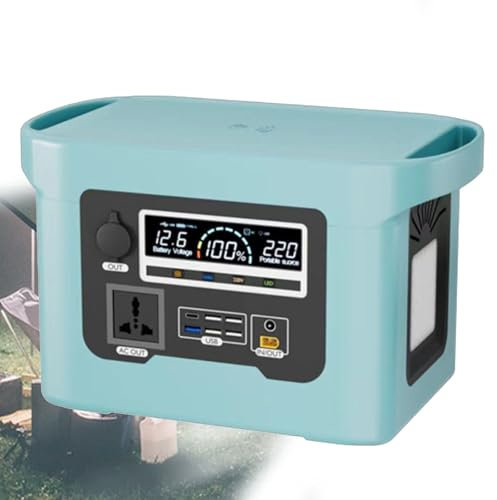 Centrale électrique portable, générateur solaire 480 Wh + 800 W avec prise secteur 220 V/120 W pour camping, urgence, aventure en plein air, pique-nique, pêche, voyage, fête, camping-car, bleu-600 W