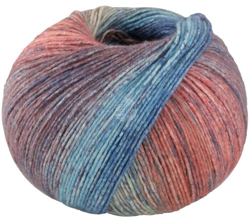 LANA GROSSA Gomitolo Mambo | Flauschig Baumwollgarn mit Streifen-Farbverlauf aus dem Knäuel | Handstrickgarn aus 100% Baumwolle (Bio) |100g Wolle zum Stricken & Häkeln | 240m Garn FB 2035