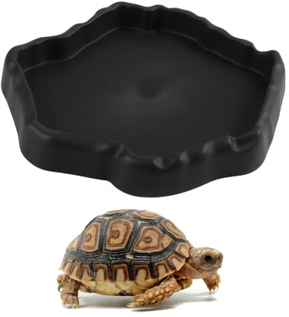 13 x 12cm Bac à Eau Reptiles, Mangeoire pour Reptiles Bol pour Reptiles en Résine Imitation Roche Gamelle d’Eau et de Nourriture Facile à Nettoyer pour Tortues Lézards Geckos Serpents Amphibiens