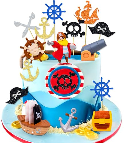 Piratengeburtstag Tortendekoration Schatztruhe Kuchen Dekoration Piratengeburtstag Partyzubehör Piraten Cupcake Picks Piratenschiff Tortendekoration Schatzjagd Party Dekoration