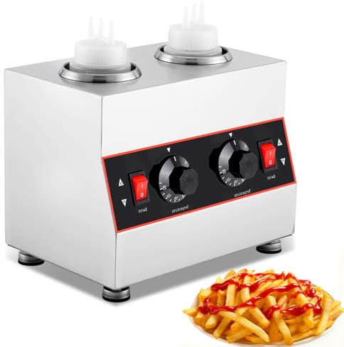 YUCHENGTECH Electric Sauce Warmer with 2 * 650ml Sauce Bottles | Commercial Sauce Bottle Warmer 30~85°C Adjustable Chocolate Sauce Warmer for Keeping Chocolate Cheese Ketchup and Fudge Warm