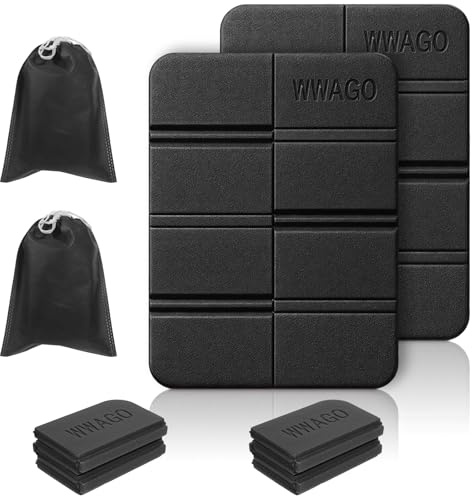 TIESOME 2Pcs Folding Foam Sit Mat, Black Waterproof Camping Cushion Seat Thermally Insulated Portable Seat Mat for Outdoor Camping Park Picnic Hiking Playground