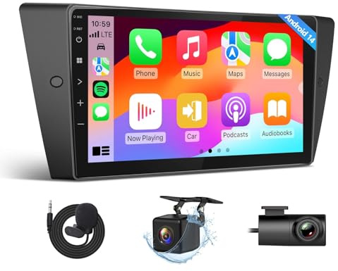 Eonon 9 Zoll Android 14 für BMW 3 E90 E91 E92 E93 (2005-2013) GPS CarPlay Android Auto Bildschirmspiegelung Bluetooth WiFi Radio USB EQ DSP Rückfahrkamera Autoradio + Dashcam