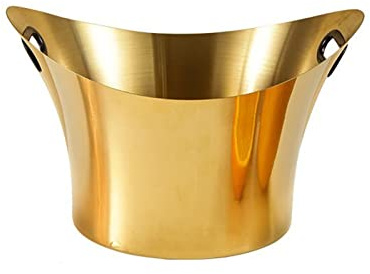 CJHFR472SG Party Edelstahl-Eiskübel, isolierte Getränkewanne, große 9-Liter-Partywanne, Getränkekübel for Partys, Eiswannenkühler for Wein und Bier, golden Getränkebehälter