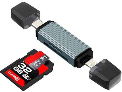 SD Card Reader Kartenleser Adapter USB C auf Lightning für iPhone 17 16 15 14 Pro Max Kompatibel mit Samsung Micro SD TF Memory Stick Speicherkarte Kamera Handy für iPad für Apple Speicherkartenleser
