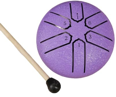 Akfldms 3 Inch 6-Tone Steel Tongue Drum Hand Pan Drums with Drumsticks Percussion Musical Instruments Drum Accessories E