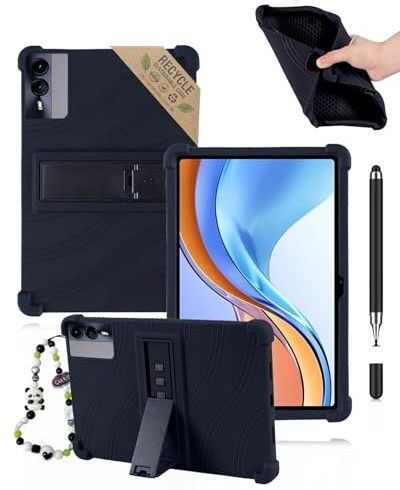 Case for Acer Sospiro AS11L (10.95) - Powfix Kid-Proof Silicone Shockproof Cover with Multi-Angle Stand,Includes Stylus Pen, Lightweight, Non-Toxic & Dropproof Shell, Black