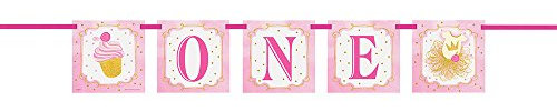 Servietten zum 1. Geburtstag, für Mädchen, in Rosa und Gold Geburtstagsbanner 4' Rosa und Gold
