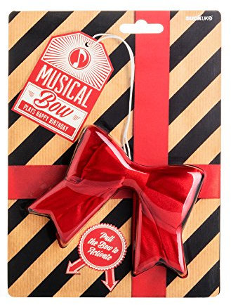 SUCK UK Musikspielendes Wiederverwendbare Geschenkschleife, Polyester Rot 11 x 1.8 x 11 cm