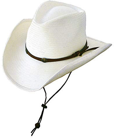 STARS & STRIPES Chapeau de paille Bandit - Blanc - Pour la plage et les fêtes - Blanc - Large