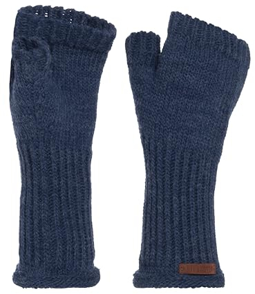 KNIT FACTORY - Cleo Handstulpen - Fingerlose Handschuhe - Gestrickte Handschuhe für Winter - Damen Handstulpen aus Wolle - Hochwertige Qualität - Jeans