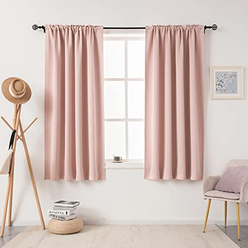 DUALIFE Lot de 2 Rideaux occultants à Isolation Thermique et insonorisants avec Passe-Tringle pour Chambre à Coucher et Salon, 106,7 x 114,3 cm de Long, Rose poudré