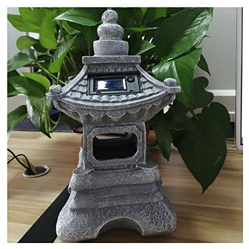 Japanische Solarlaterne im Freien, japanische Zen Solar Gartenlicht Pagode Lichtlaterne Solar Garten Statue Licht, Frostbeständig, Blau