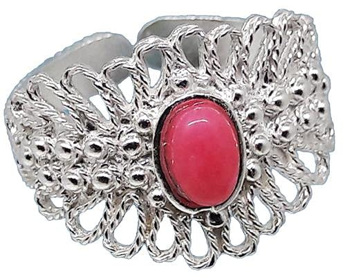 Generico Coralli di Sardegna Anello in filigrana di Argento e cabochon di Corallo Rosa Regolabile