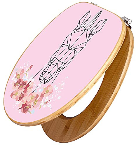 banjado Design WC Sitz Bambus 45x37,5cm / Toilettendeckel Holz/hochwertiger Toilettensitz/Bambus-Toilettendeckel für alle gängigen Toiletten - Einhorn Poygon