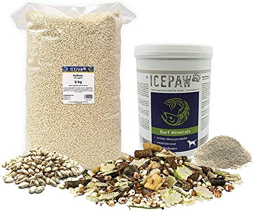 ICEPAW Barf Kombipaket für Hunde: Puffreis, Barf Minerals, Barf Müsli
