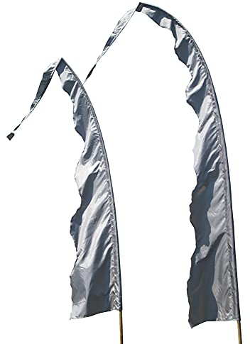DEKOVALENZ Tessuto per Bandiera Balinese Wave con Punta a Forma di Cuore, Diversi Colori e Lunghezze, Lunghezza:3 Meter, Colore:Grigio Argento