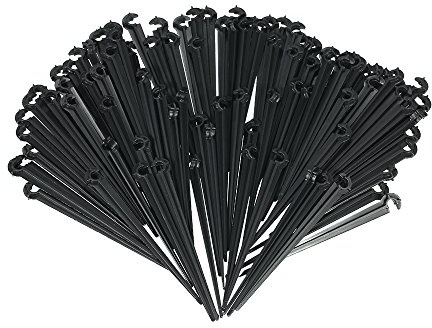 Kavolet 100pcs Fixed Stem Tropfbewässerung Support Stakes, Gartenschlauch Anker Boden Erdspiess Befestigungsanker für Tropfschlauch für Blumenbeete Kräutergarten