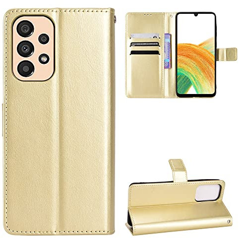 BellaCase Samsung Galaxy A23 5G Coque [Étui Portefeuille] [Fonction Support] [Slots pour Cartes] [Couverture à Rabat Magnétique] Compatible avec Le Smartphone Samsung Galaxy A23 5G(d'or)