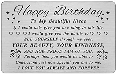 DEGASKEN Geburtstagskarte für Erwachsene, Nichte für Frauen, Happy Birthday Nichte Dekorationen, Metall, Brieftaschenkarte