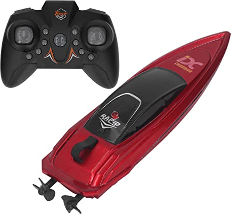 2.4G Fernbedienungsboot, Wiederaufladbare Elektroboote, Wasserdichtes Mini-Fernbedienungs-Schnellboot-Spielzeug USB-Hochgeschwindigkeits-Elektro-Spielzeugboot Ferngesteuertes Boot für Pools und(Rot)