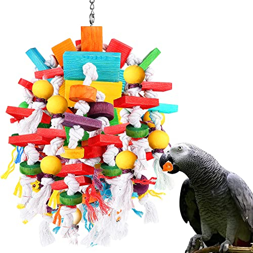 Jijizhazha Vogel Papagei Kauen Spielzeug,Mehrfarbige Holzblöcke Reißen Spielzeug,Beste Vogel Spielzeug für Afrikanischen Grauen Papagei,Aras,Kakadus und eine Vielzahl von Amazonas Papageien