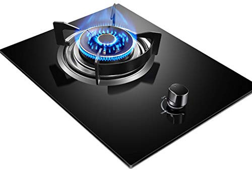 IBOWZ Burners Gas Hob Desktop/Embedded Single Cooker Gas Cooktop，4.5KW LPG/NG Dual Fuel Stove Gas Stove,Crystal Glass Plate Easy To Clean [Energy Class A] (Color : A, Size : NG)