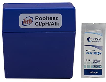 HTH POOLTESTER Cl / pH / TAC – Tabletten | Analyse-Set Chlor / pH / Alkalinität + 10 HPS Tests gratis 6 in 1